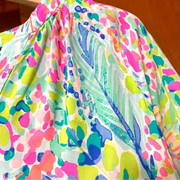 Lilly Pulitzer Martinique Blouse Catch The Wave Print - Picture 6 of 12